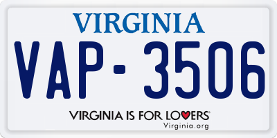 VA license plate VAP3506