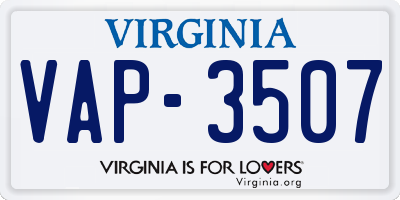 VA license plate VAP3507