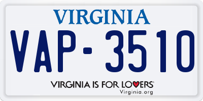 VA license plate VAP3510