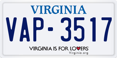 VA license plate VAP3517