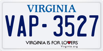 VA license plate VAP3527