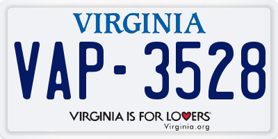 VA license plate VAP3528