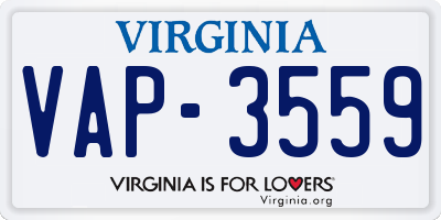 VA license plate VAP3559