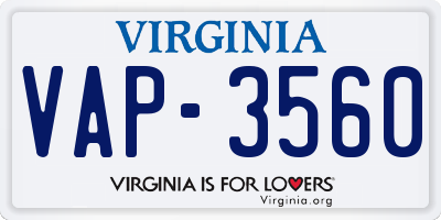 VA license plate VAP3560