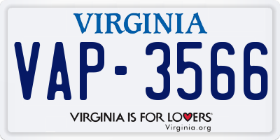 VA license plate VAP3566