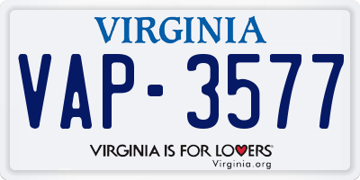 VA license plate VAP3577