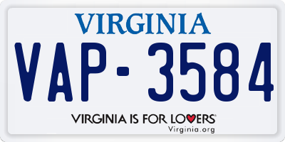 VA license plate VAP3584