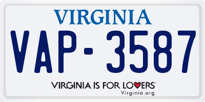 VA license plate VAP3587