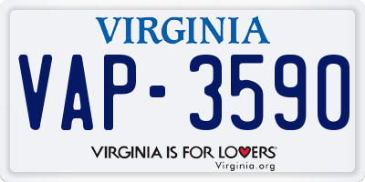 VA license plate VAP3590