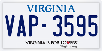 VA license plate VAP3595