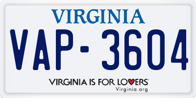 VA license plate VAP3604