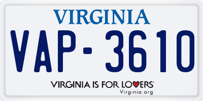 VA license plate VAP3610