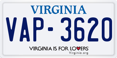 VA license plate VAP3620