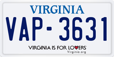 VA license plate VAP3631