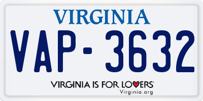 VA license plate VAP3632