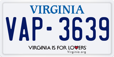 VA license plate VAP3639