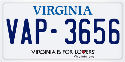 VA license plate VAP3656