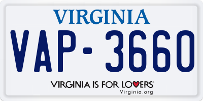 VA license plate VAP3660