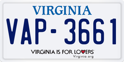 VA license plate VAP3661