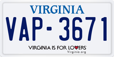 VA license plate VAP3671