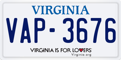 VA license plate VAP3676