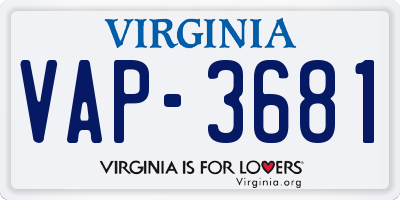 VA license plate VAP3681