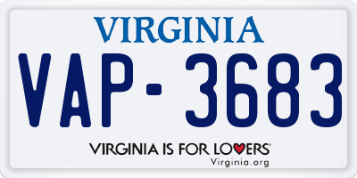 VA license plate VAP3683