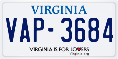 VA license plate VAP3684