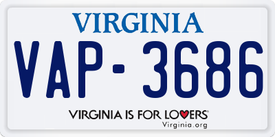 VA license plate VAP3686