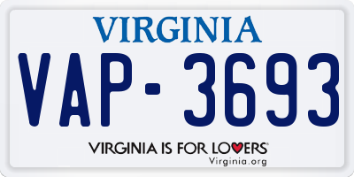 VA license plate VAP3693