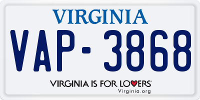 VA license plate VAP3868