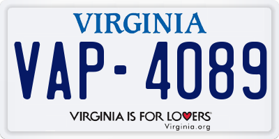 VA license plate VAP4089