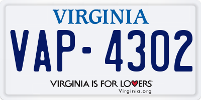 VA license plate VAP4302