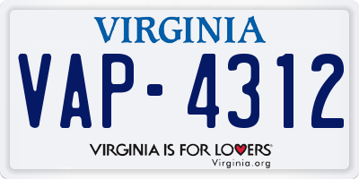 VA license plate VAP4312