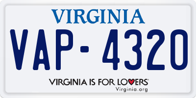 VA license plate VAP4320