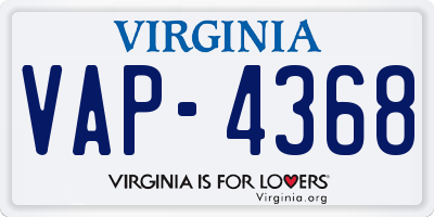 VA license plate VAP4368