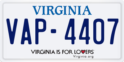 VA license plate VAP4407