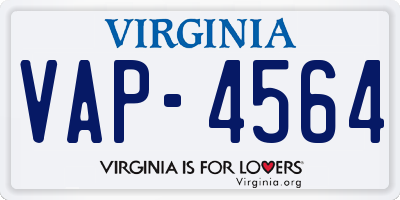 VA license plate VAP4564