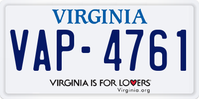 VA license plate VAP4761