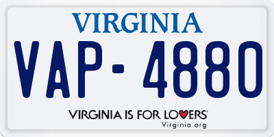 VA license plate VAP4880