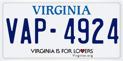 VA license plate VAP4924