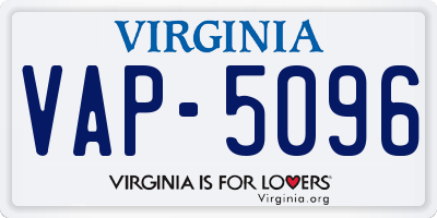 VA license plate VAP5096