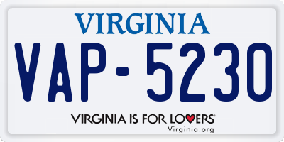 VA license plate VAP5230