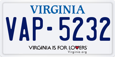 VA license plate VAP5232