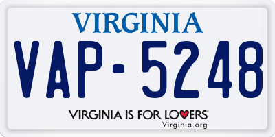 VA license plate VAP5248