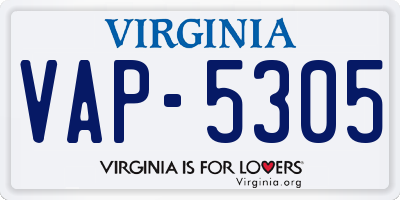 VA license plate VAP5305