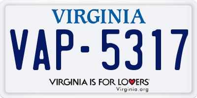 VA license plate VAP5317