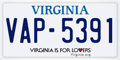 VA license plate VAP5391