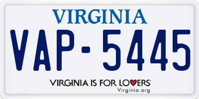 VA license plate VAP5445