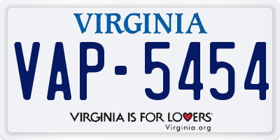 VA license plate VAP5454